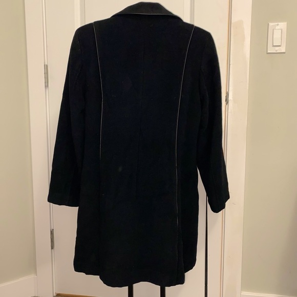 London Fog Black Wool & Silk Blend Trench Peacoat Jacket Ladies Large (12) - Picture 2 of 4